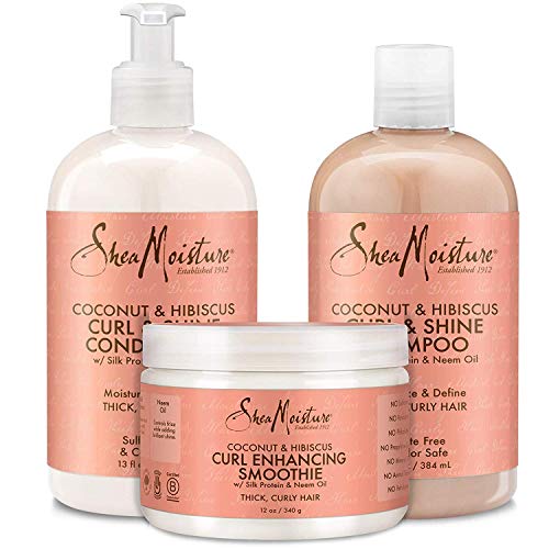 Pack 3 SHEA MOISTURE COCONUT & HIBISCUS (Shampoing – Conditioner – Curl Enhancing Smoothie)