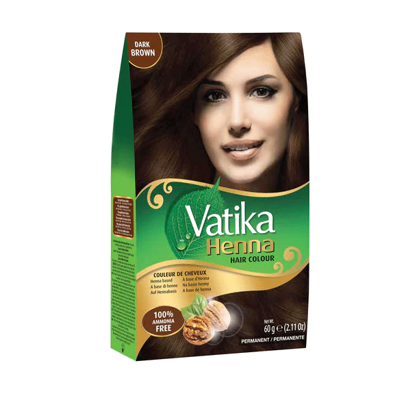 vatika henné coloration des cheveux "natural brown" sans ammoniaque (6 sachets x 10gr)