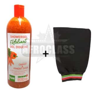 Pack Yari Gel douche Exfoliant Carotte/ Piment doux + Gant Hammam