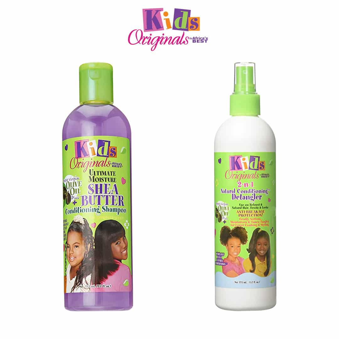 PACK PACK 2 Africa’s Best Kids Shampooing + Spray démêlant Hydratante