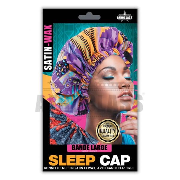 afroclass sleep cap en satin avec bande élastique motif wax n°2