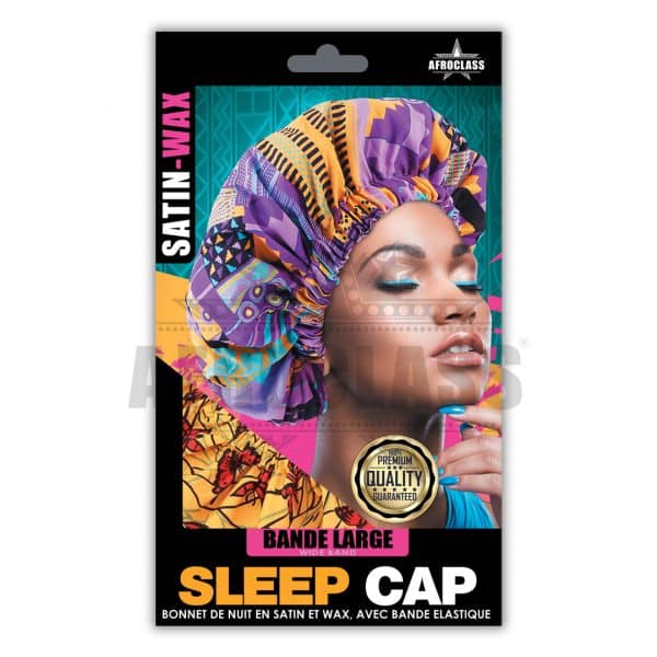 afroclass sleep cap en satin avec bande élastique motif wax n°6