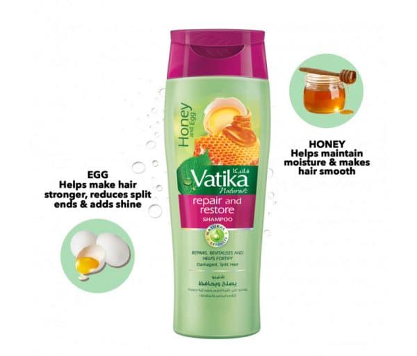 vatika shampooing repair & restore aux œufs et miel