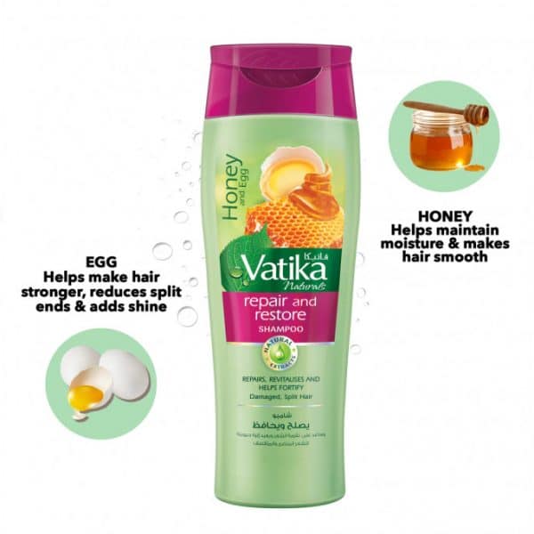 vatika shampooing repair & restore aux œufs et miel
